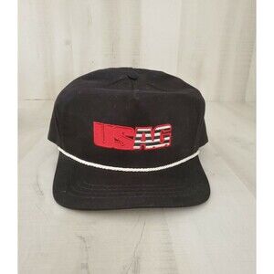 VINTAGE Embroidered USAG Trucker Hat Cap Snap Back Made in USA Black
